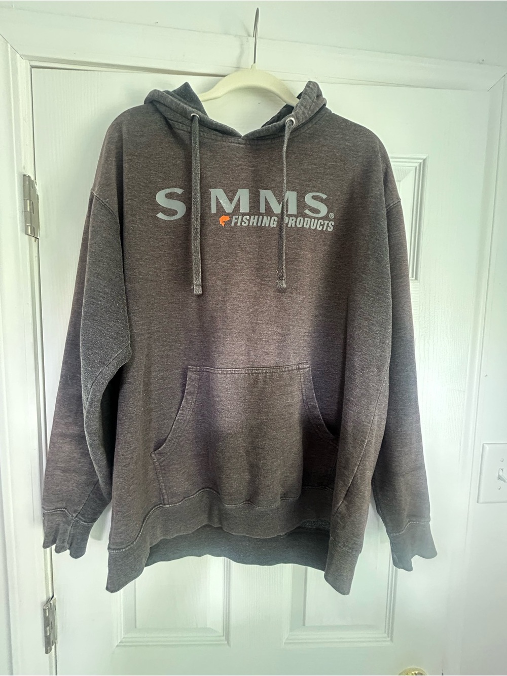 Men's Gray SIMMS Fishing  Hooded Sweatshirt Large